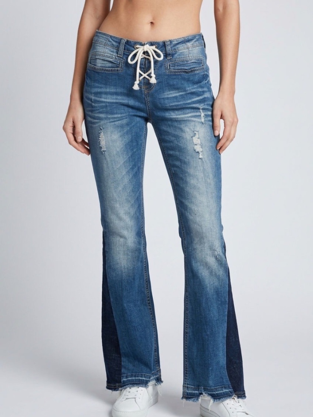 Vintage Y2K Jeans Vanilla Star Low Rise Lace Up Waist Flared Leg Sz 7 Distressed - Picture 14 of 14